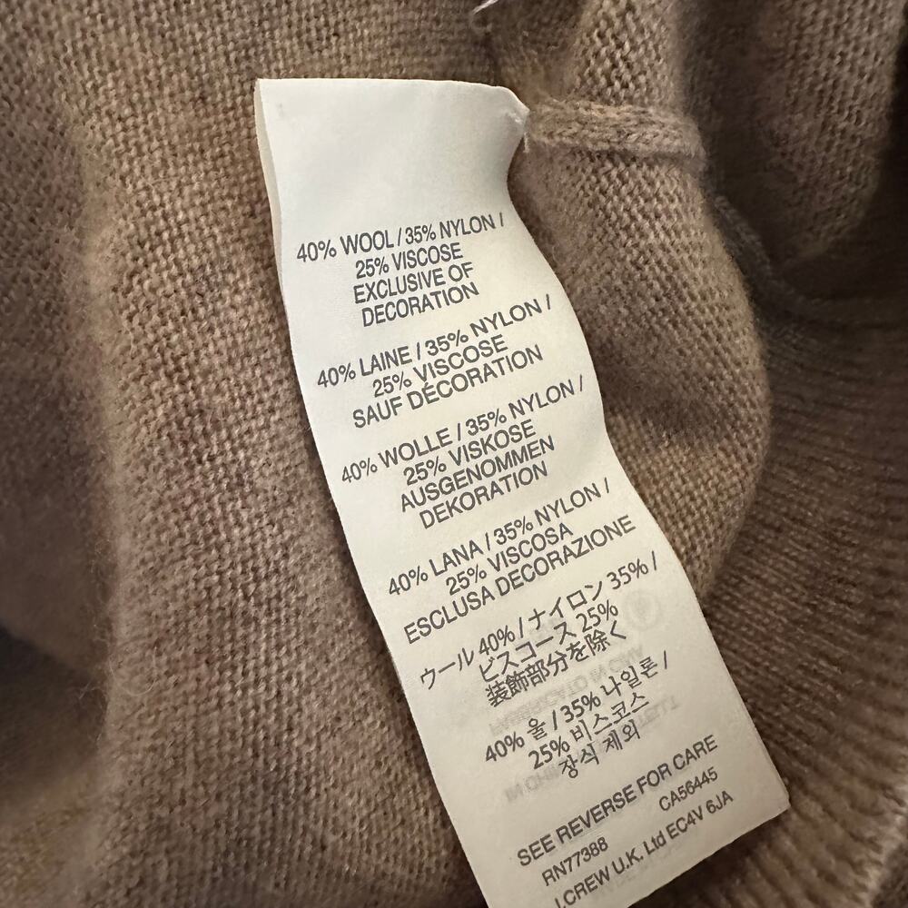 J.Crew Womens Crewneck Wool Blend Academia Cottagecore Tan/Ivory Sweater Small - Picture 9 of 11